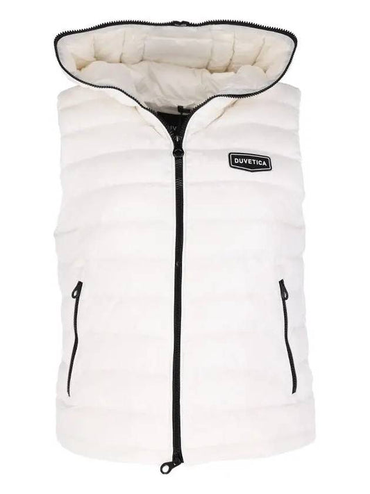 Women's White PACENCA Hoodie Padded Vest VDDV95135 WHS - DUVETICA - BALAAN 2