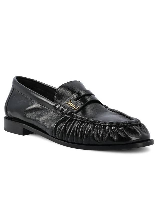 Le Signature Cassandre Logo Plaque Lamb Skin Loafer Black - SAINT LAURENT - BALAAN 3