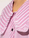 Women's Wide Frill Collar Striped Blouse Moonlight Mauve - GANNI - BALAAN 5