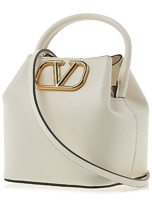 V Logo Micro Bucket Bag White - VALENTINO - BALAAN 3