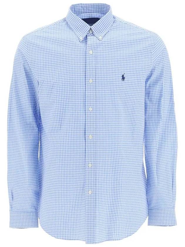 Embroidered Logo Pony Long Sleeve Shirt Blue - POLO RALPH LAUREN - BALAAN 3