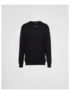 Logo Intarsia Crew Neck Sweatshirt Black - PRADA - BALAAN 2