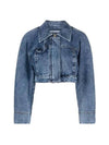 La Veste Nimes Meio Cropped Denim Jacket Blue Tabak - JACQUEMUS - BALAAN 1