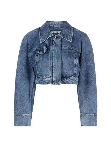 La Veste Nimes Meio Cropped Denim Jacket Blue Tabak - JACQUEMUS - BALAAN 1