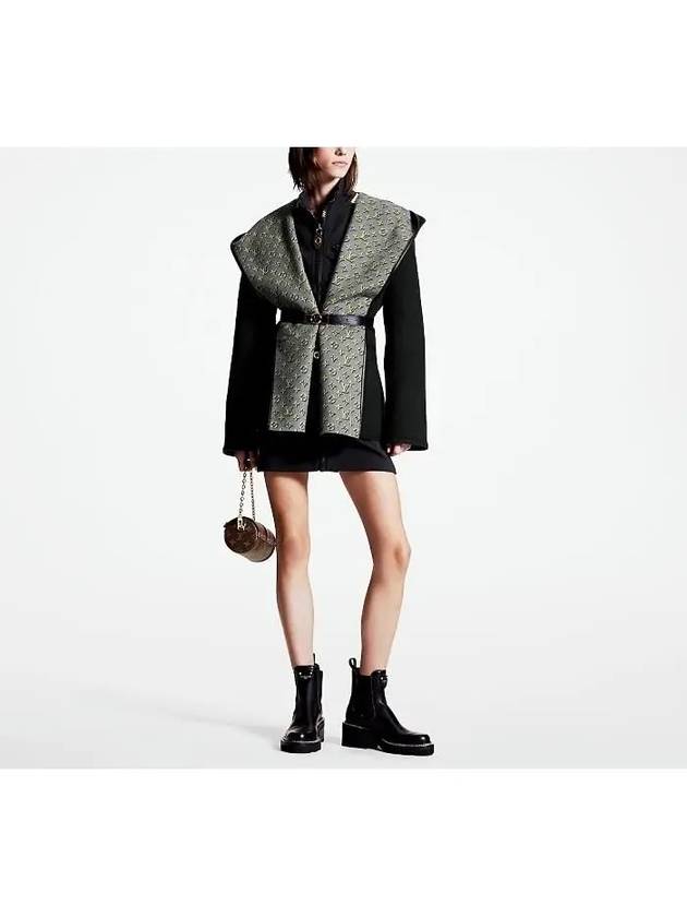 3D Monogram Double Breasted Wrap Coat Black - LOUIS VUITTON - BALAAN 5