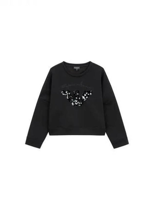 Women s Sequin Logo Crop Sweatshirt Black 271422 - EMPORIO ARMANI - BALAAN 1