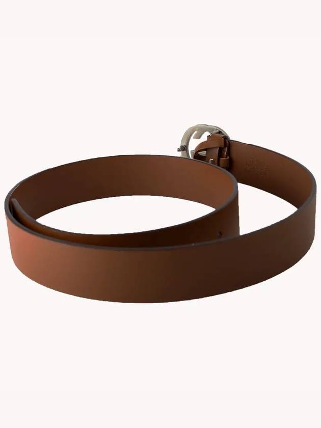 Interlocking Leather Belt Brown - GUCCI - BALAAN 3