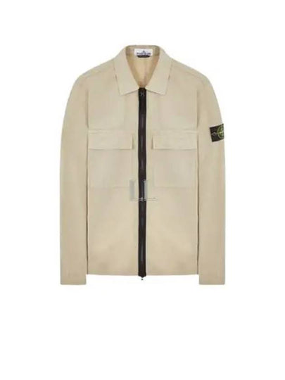 Zipper Regular Fit Cotton Overshirt Jacket Beige - STONE ISLAND - BALAAN 2