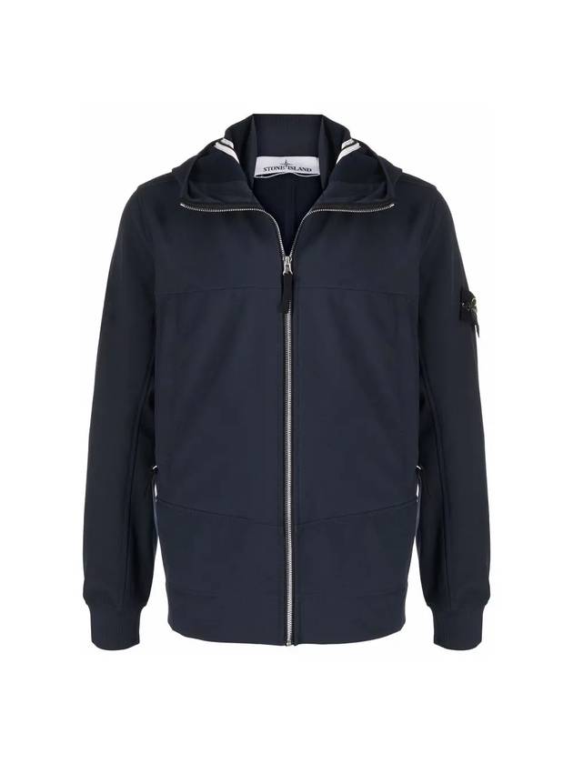 Soft Shell Brushed Lining Zip Up Hoodie Navy - STONE ISLAND - BALAAN 1