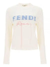 Logo Cashmere Blend Knit Top White - FENDI - BALAAN 2