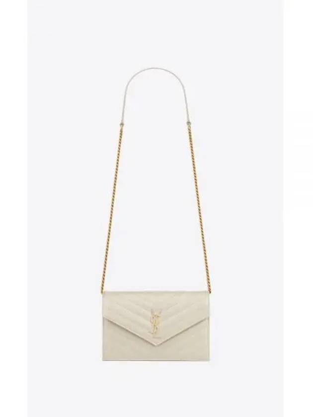 Women's Logo Envelope Chain Long Wallet White - SAINT LAURENT - BALAAN 2