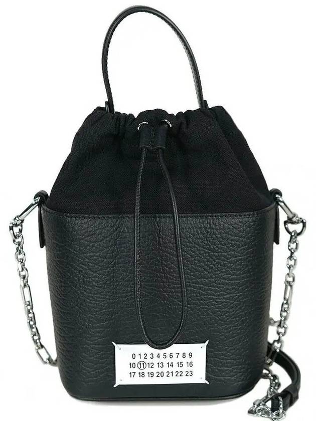 5AC Number Logo Texture Leather Bucket Bag Black - MAISON MARGIELA - BALAAN 2