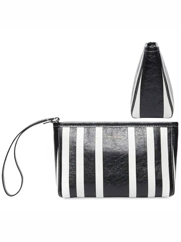 Barbes Striped Zipper Clutch Bag Black - BALENCIAGA - BALAAN 7