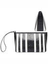 Barbes Striped Zipper Clutch Bag Black - BALENCIAGA - BALAAN 2