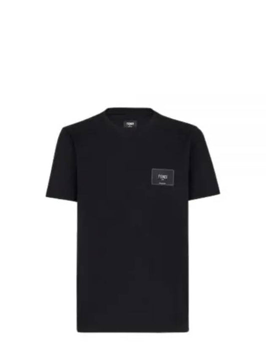 Logo Embroidered Jersey Cotton Short Sleeve T-Shirt Black - FENDI - BALAAN 2