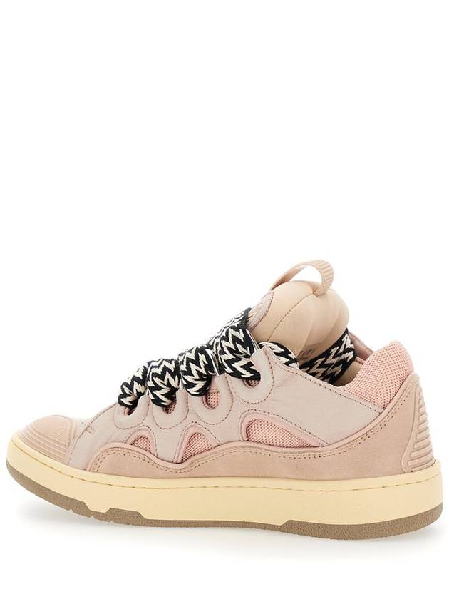 'Curb' Pink Sneakers With White And Black Laces In Leather Pink Unisex - LANVIN - BALAAN 3