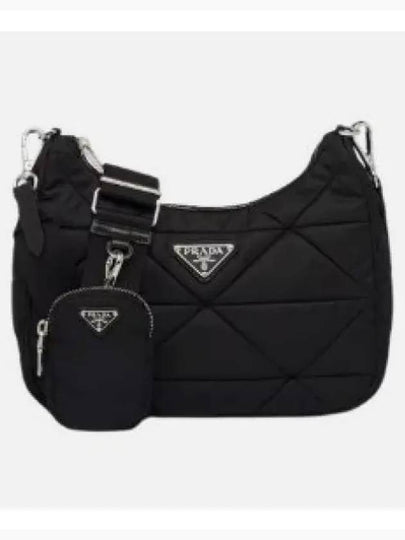 Triangle Logo Re-nylon Paddde Hobo Cross Bag Black - PRADA - BALAAN 2