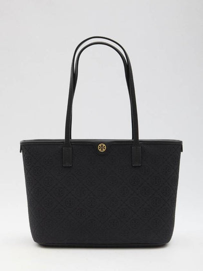 T Monogram Small Tote Bag Black - TORY BURCH - BALAAN 2