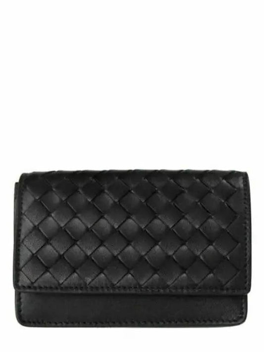 Intrecciato Flap Card Wallet Black - BOTTEGA VENETA - BALAAN 2