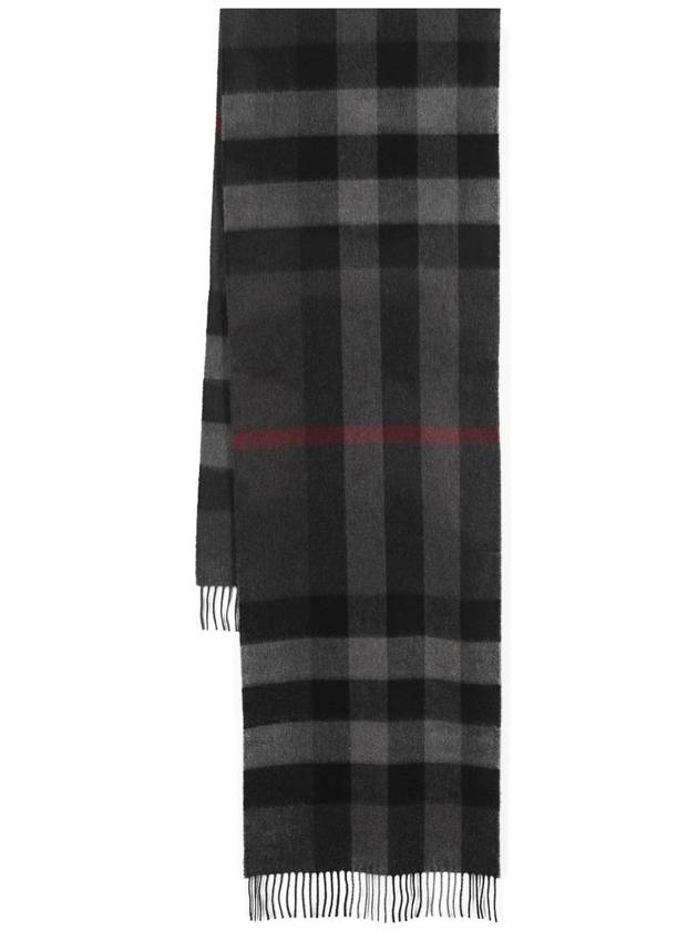 Half Mega Check Pattern Cashmere Muffler Charcoal - BURBERRY - BALAAN 4