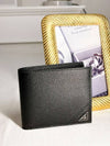 Vitello Triangle Logo Half Wallet Black - PRADA - BALAAN 3