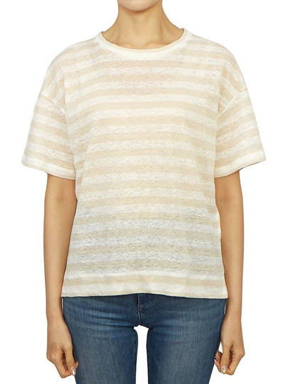 Falla Striped Linen Short Sleeve T-Shirt Ivory - MAX MARA - BALAAN 2