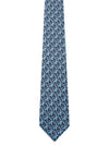 Salvatore Men's Animal Pattern Silk Tie Blue - SALVATORE FERRAGAMO - BALAAN.