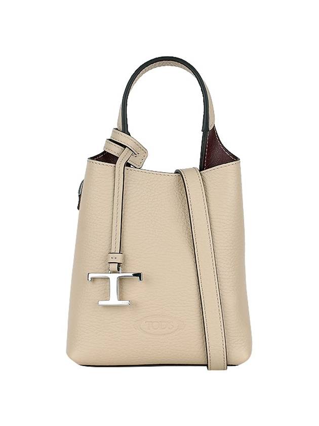 Micro Leather Mini Tote Bag Beige - TOD'S - BALAAN 2