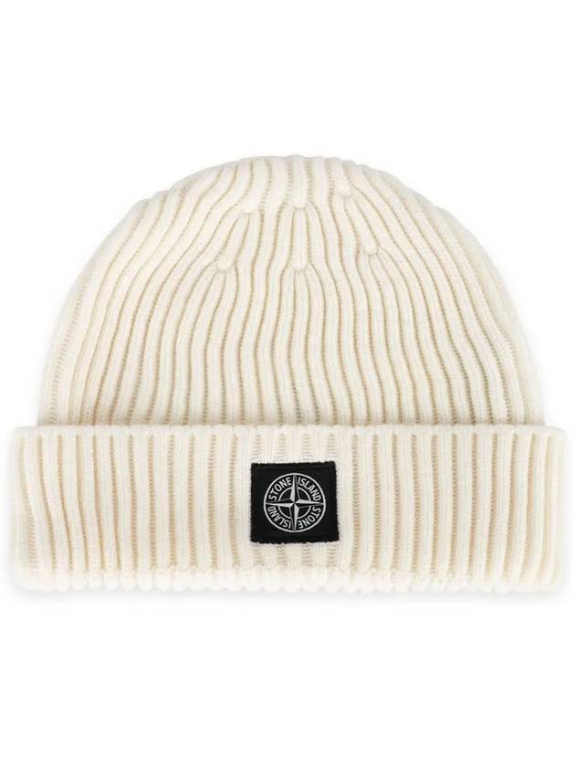 Stone Kids Logo Patch Wool Beanie Ivory 7916N07C3 V0093 - STONE ISLAND - BALAAN 2