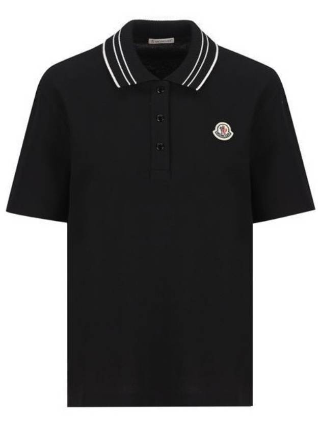 Logo Patch Short Sleeve Polo Shirt Black - MONCLER - BALAAN 1