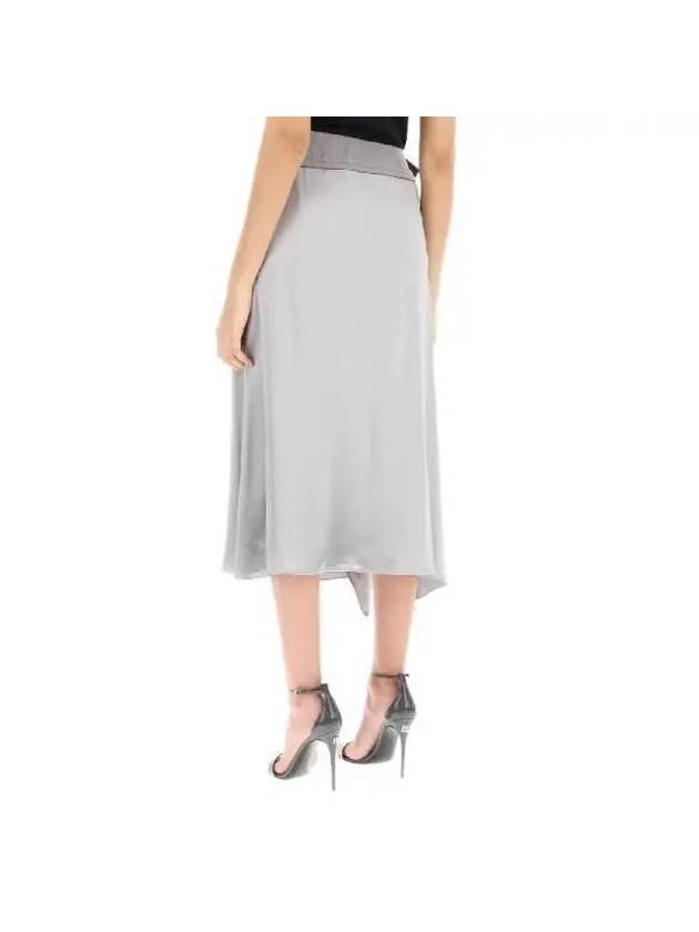 Satin Midi A-Line Skirt Grey - FENDI - BALAAN 4