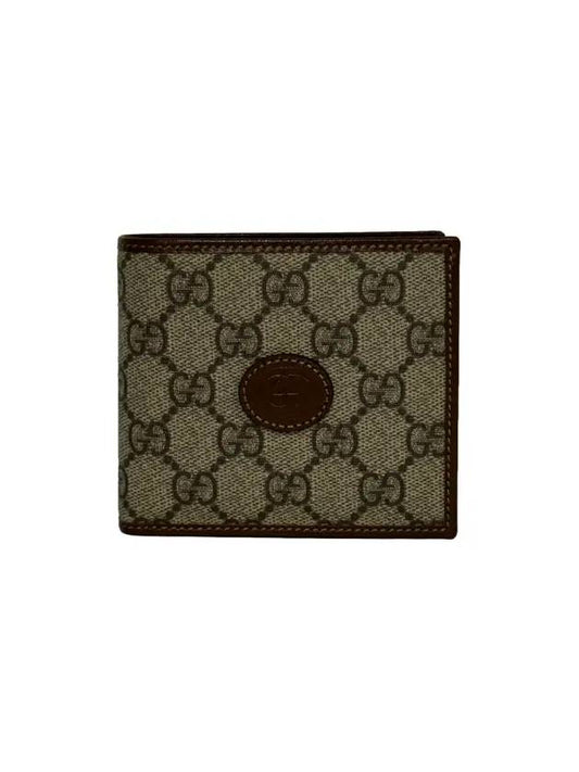 GG Logo Interlocking Half Wallet Brown - GUCCI - BALAAN.