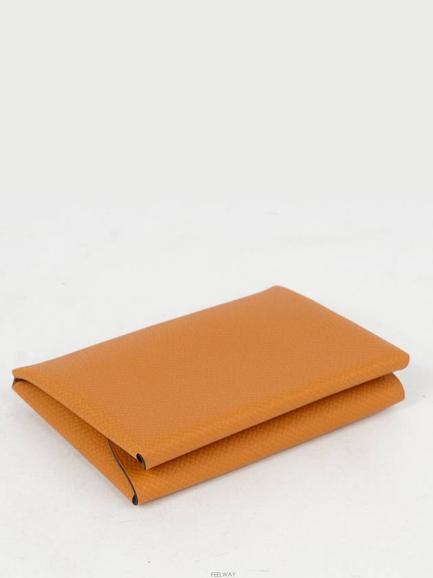 Calvi Duo Compact Card Holder Toffee B 74323 - HERMES - BALAAN 3