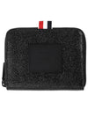 Pebble Grain Leather Tonal 4 Bar Brass Label Half Wallet Black - THOM BROWNE - BALAAN 1