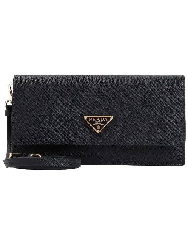 Triangle Logo Leather Mini Bag Black - PRADA - BALAAN 3