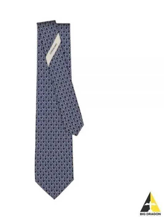 Gancini Print Silk Tie Navy - SALVATORE FERRAGAMO - BALAAN 2