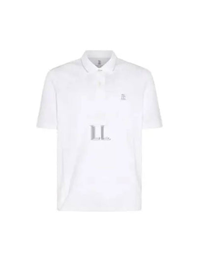 Embroidered Logo Short Sleeve Polo Shirt White - BRUNELLO CUCINELLI - BALAAN 2