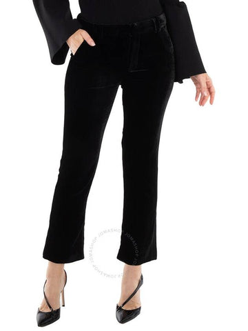 Balmain Ladies Noir Flared-Cut Velvet Trousers, Brand Size 38 (US Size 6) - BALMAIN - BALAAN 1