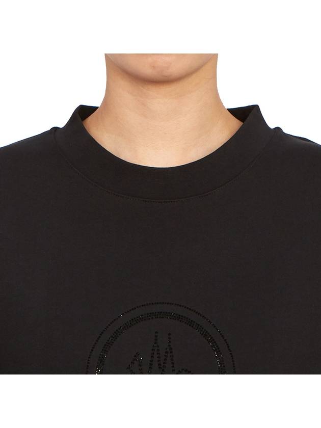 Crystal Logo Cotton Sweatshirt Black - MONCLER - BALAAN 6