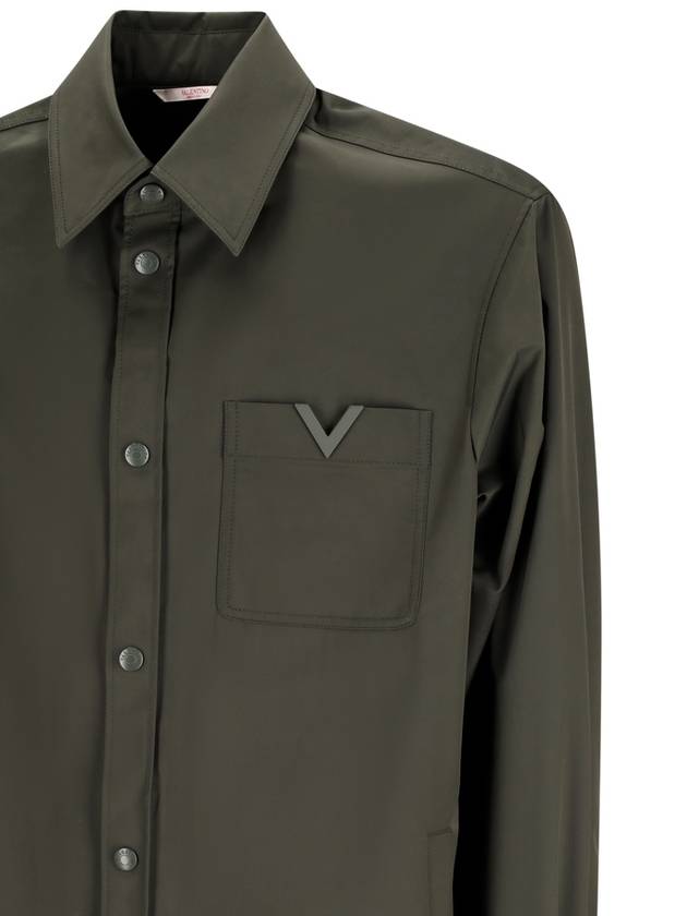 V logo nylon shirt jacket olive - VALENTINO - BALAAN 4