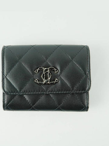 French origin card case business wallet snap black gold lamb skin AP3624 - CHANEL - BALAAN 1