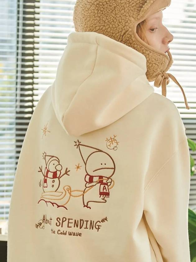 Women's Winter Hoooly Ambroid Hooded Top Cream - CPGN STUDIO - BALAAN 3