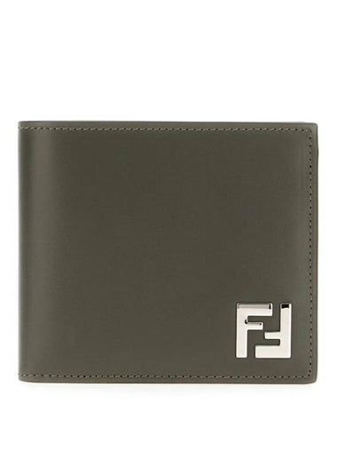 FF Square Leather Bi-Fold Half Wallet Green - FENDI - BALAAN 1