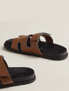 Chypre H Logo Calfskin Sandals Brown - HERMES - BALAAN 4