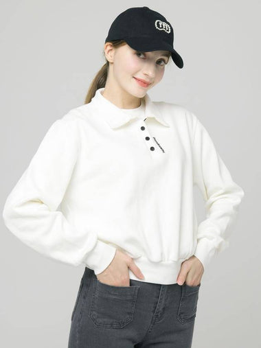 Doyou Know MC Women s Shirt Collar Double sided Pique Tissue Loose Fit White Sweatshirt DO6242MT30 1 - DOYOUKNOWMC GOLF WEAR - BALAAN 1