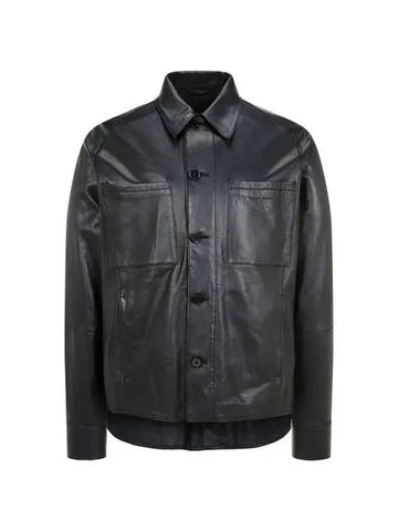 Men s Round Slit Shirt Leather Jacket Black 271844 - EMPORIO ARMANI - BALAAN 1