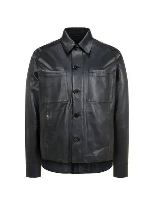 Men s Round Slit Shirt Leather Jacket Black 271844 - EMPORIO ARMANI - BALAAN 1