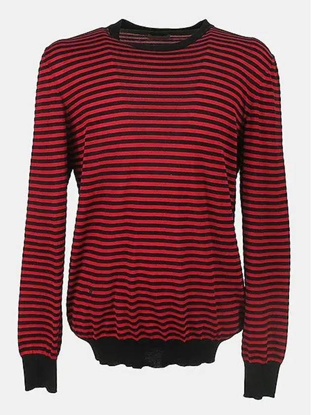 Red black striped pattern 100 wool men s knit - DIOR - BALAAN 1