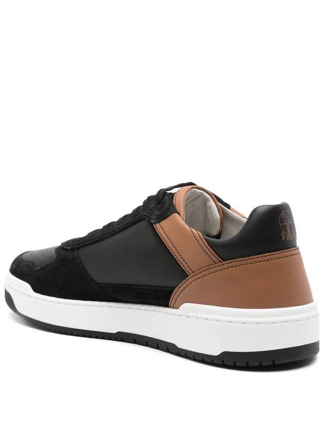 Logo Leather Low Top Sneakers Black Brown - BRUNELLO CUCINELLI - BALAAN 3