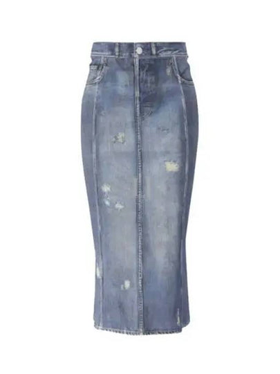 Print Rib Cotton Denim H-Line Skirt Blue - ACNE STUDIOS - BALAAN 2